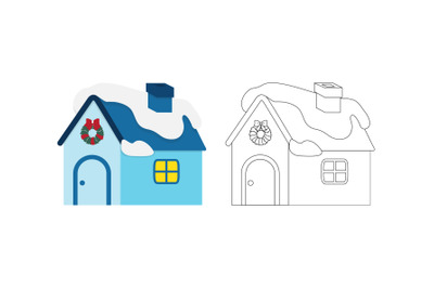 Christmas Snow House Fill Outline Icon