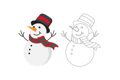 Christmas Snowman Outline Icon Vector