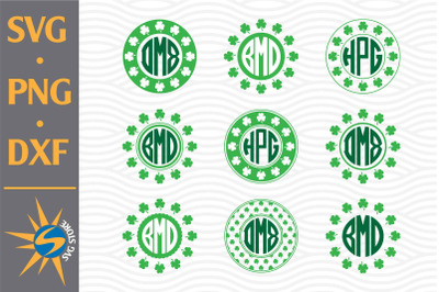 Circle Shamrock Monogram SVG&2C; PNG&2C; DXF Digital Files Include