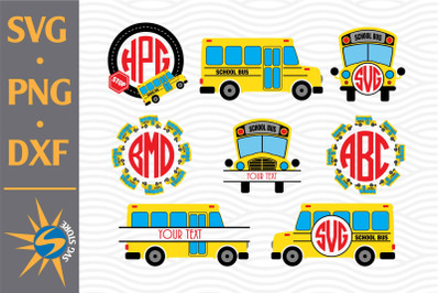 School Bus Monogram SVG, PNG, DXF Digital Files Include