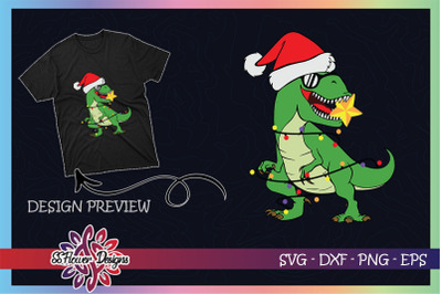 Funny T-rex Christmas Light Santa hat