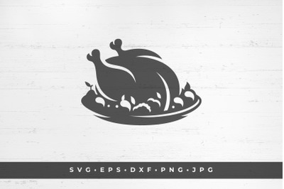 Baked chicken dish icon isolated on white background vector illustrati