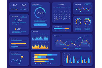 Hud interface. Futuristic ui screen with data display, statistic graph