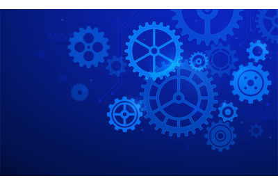 Gears background. Abstract blue futuristic graphic with cogs and wheel