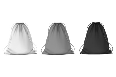 Sport backpack mockup. School blank drawstring bags with strings for c