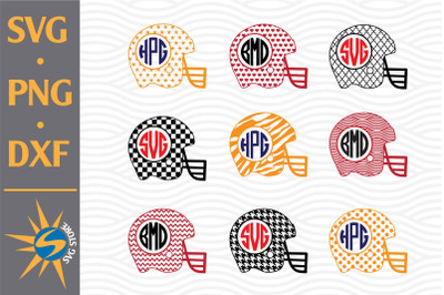 Football Helmet Pattern Monogram SVG, PNG, DXF Digital Files Include