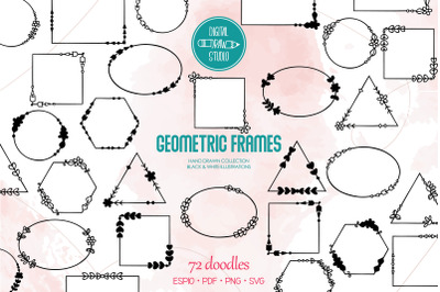 Geometric Frames | Hand Drawn Decorative Border | Floral Wreath