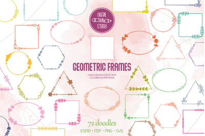 Colored Geometric Frames | Hand Drawn Decorative Border