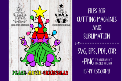 Peace Music Christmas - Nordic Gnome SVG cutting files