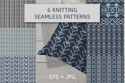 6 blue Knitted patterns