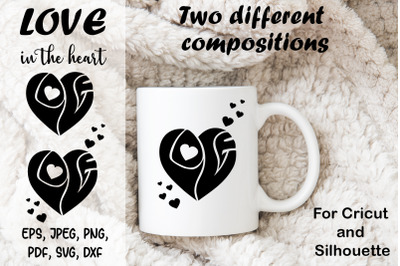 Love heart SVG. Love heart shape word art. For Cricut.