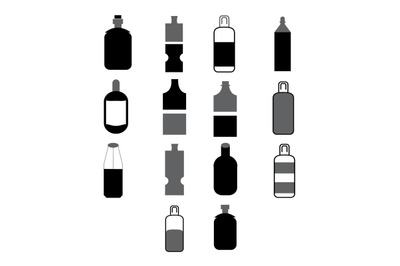 Black and White Color Bottle Icon Set