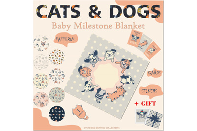 Cats &amp; Dogs collection, bundles and Milestone Blanket Templates