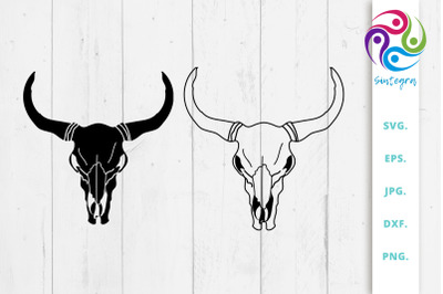 Cow Boho Skull Svg File