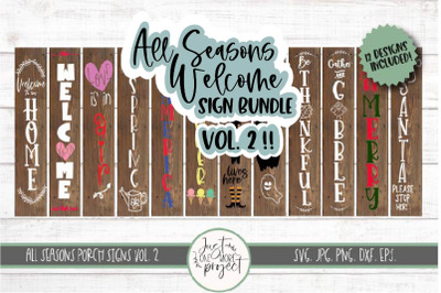 All Seasons Welcome Sign Bundle SVG Vol 2, Welcome Porch Sign, Front d