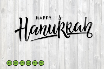 Happy Hanukkah SVG. Lettering Jewish Holiday Design.