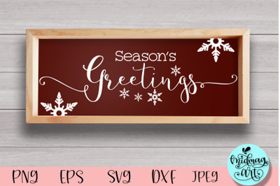 Season&#039;s greetings wood sign svg, winter sign svg