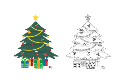 Christmas Tree Fill Outline Icon