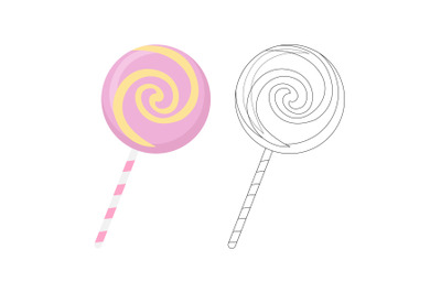 Christmas Lollipops Outline Icon Vector