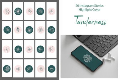 Instagram Highlight Stories cover turquoise and vanilla