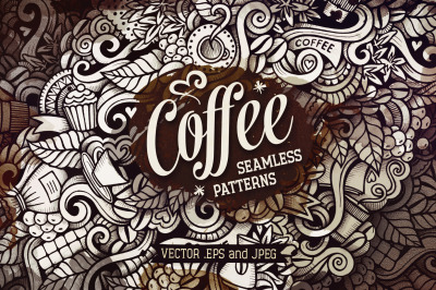 Coffee Graphic Doodles Patterns