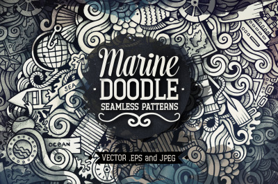 Marine Graphic Doodles Patterns