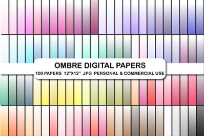 White ombre digital papers, Ombre background pattern papers