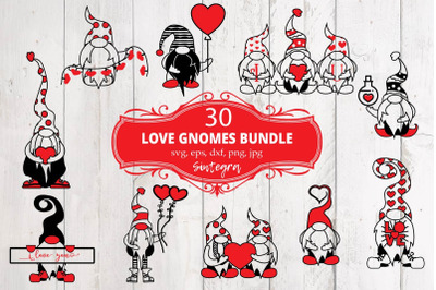 30 Valentine Love Gnome Svg Bundle