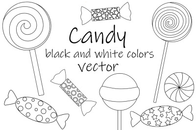 Candy black and white coloring. Candy SVG. Lollipop SVG