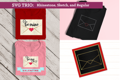 Love Letter Trio Including Sketch &amp; Rhinestone | SVG | PNG | DXF | EPS