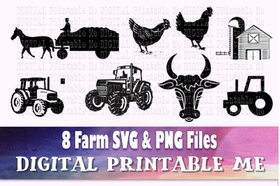 Farm svg, farmer silhouette bundle, PNG, clip art, 8 Digital images, b