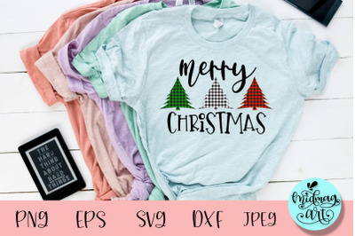 Merry christmas plaid trees svg&2C; christmas svg