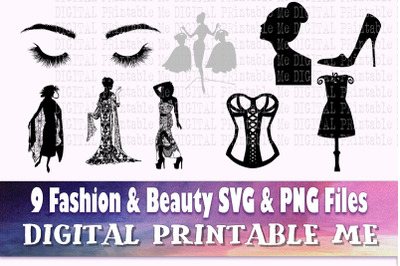 Fashion svg&2C; Beauty silhouette bundle&2C; Women PNG&2C; clip art&2C; 8 Digital