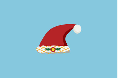 Santa Hat With Yellow Button Christmas Icon