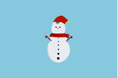 Snowman With Santa Hat Christmas Icon