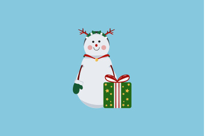 Snowman With Green Gift Christmas Icon