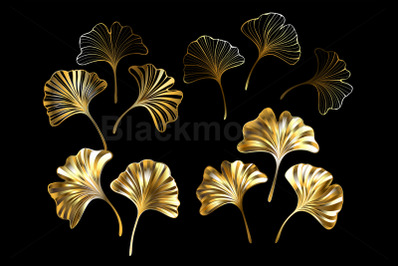 Ginkgo Biloba Gold Leaves Set