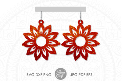 Sunflower earring SVG, Floral earrings
