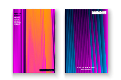 Artistic cover set design vector illustration. Neon blurred purple gra