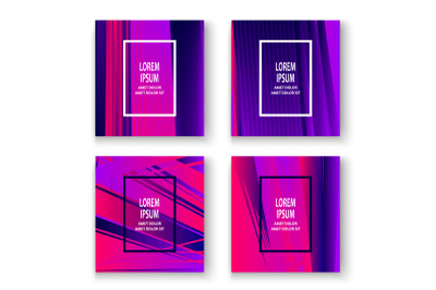 Artistic cover set design vector illustration. Neon blurred pink purpl