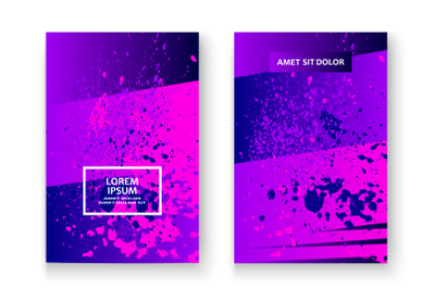 Artistic cover design with paint splatter set vector illustration. Neo