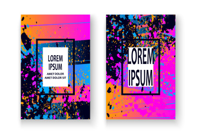 Artistic cover frame design with paint splatter set vector illustratio