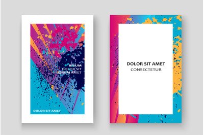 Artistic cover frame design paint splatter set vector illustration. Ne