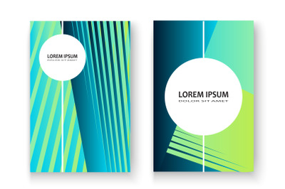 Artistic cover set design vector illustration. Neon blurred blue cyan