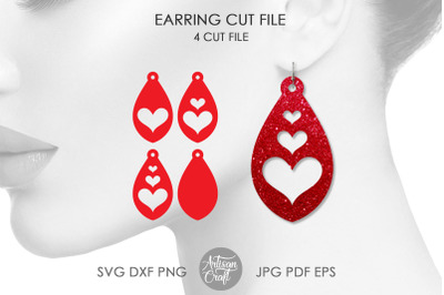 Tear drop earrings SVG, valentines jewelry