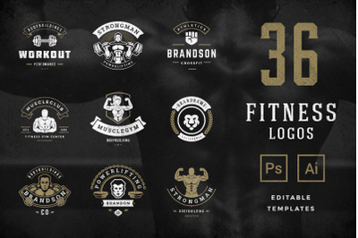 Retro Fitness &amp; Gym Logos Set