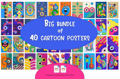 Big bundle of 40 cartoon posters