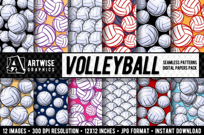Volleyball Digital Paper Graphics Sports Seamless Patterns