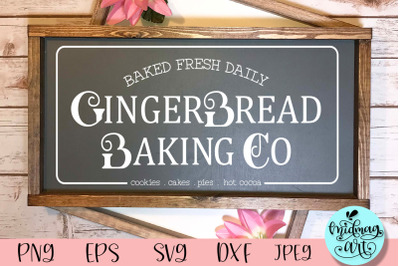 Gingerbread baking co wood sign svg, christmas sign svg