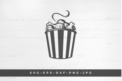 Bucket of fried chicken legs icon isolated on white background vector